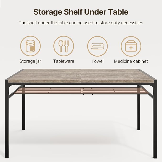 Gizoon Dining Table Set for 6 with Chairs, 7-Piece Kitchen Table Set for Small Space, Apartment, Kitchen, Dining Room, Space-Saving
