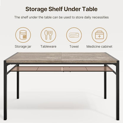 Gizoon Dining Table Set for 6 with Chairs, 7-Piece Kitchen Table Set for Small Space, Apartment, Kitchen, Dining Room, Space-Saving