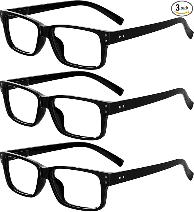 Eyekepper Vintage Reading Glasses for Men - 3 Pack Spring Hinges Classic Readers - Black Frame +2.75