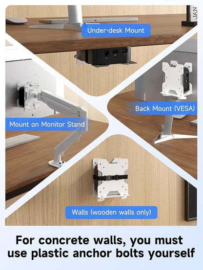 suptek Thin Client Mount Bracket Adjustable Mini PC Mount Bracket,CPU VESA Under Desk and Monitor Arm Computer Holder, Black, ZJJ002W