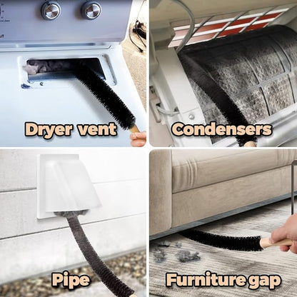 Holikme Dryer Vent Cleaner Kit 4 Pack - Household Cleaning Supplies,Long Flexible Refrigerator Coil Brush Radiator Brush,Dryer Lint Brush Home Essentials for Lint Trap Dust Vacuum Brush