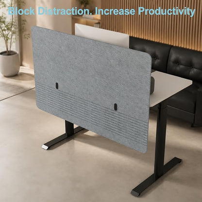 Desk Privacy Panel with Wire Management, 47.2 x 22.5 inch Sound Absorbing Felt Cubicle Desk Divider with Hidden Cord Organizer, Clamp or Screw Mount, Acoustic Partition for Office & Home