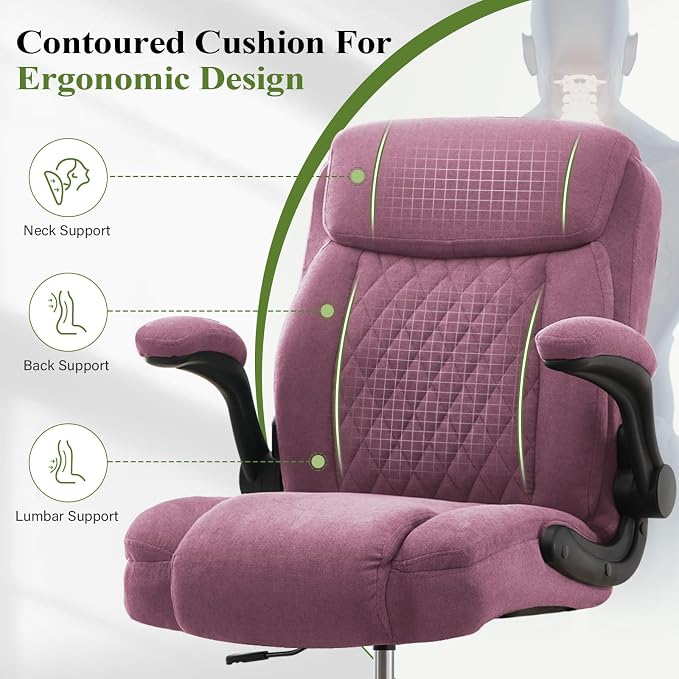 Drafting Chair Tall Office Chair for Standing Desk, Ergonomic Tall Desk Chair with Adjustable Foot Ring, Flip-Up Armrests, Lumbar Support, Comfortable Fabric Seat – Ideal for Home and Office Use