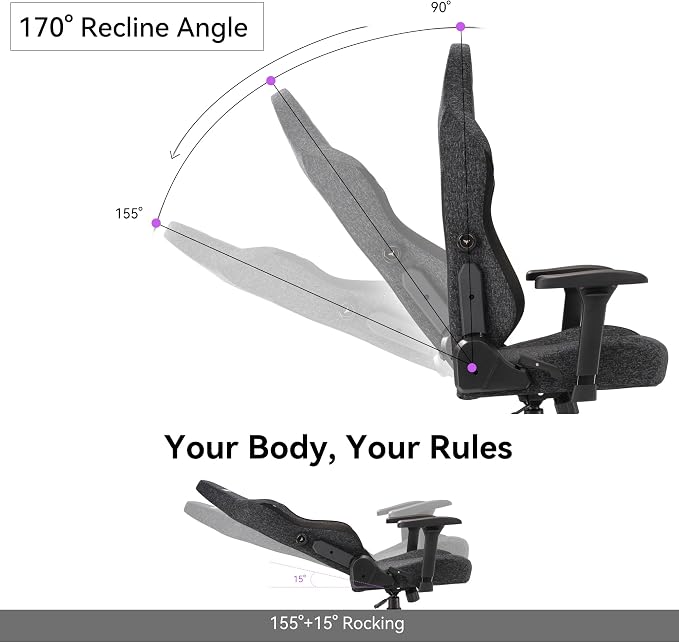 Gaming Chair - High Back Ergonomic Computer Chair with Lumbar Support, Video Game Chair-4D Adjustable Armrests,170° Reclining & 320lb Capacity,PU Leather Office Chair for Adults (Black-f&l)