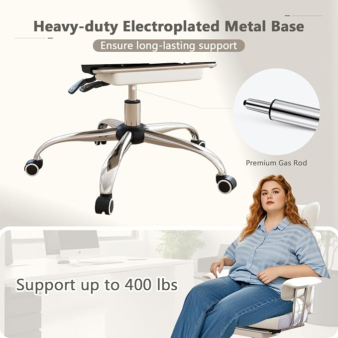 Giantex Office Desk Chair, Big and Tall Executive Office Chair with Foot Rest and Lumbar Support, High Back Leather Swivel Computer Task Chair, Large Ergonomic Reclining Home Office Chair, White