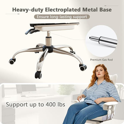Giantex Office Desk Chair, Big and Tall Executive Office Chair with Foot Rest and Lumbar Support, High Back Leather Swivel Computer Task Chair, Large Ergonomic Reclining Home Office Chair, White