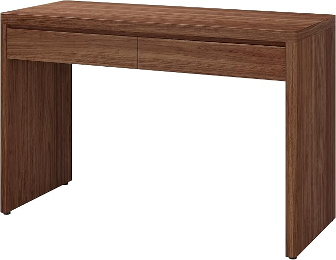 Henn&Hart 48" Modern Rectangular Wooden Home Office Desk Computer Desk Writing Table with 2 Storage Drawers for Home Office, Medium Walnut