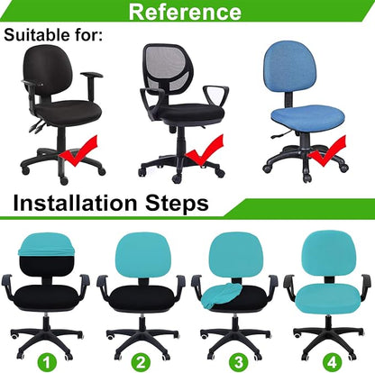 Smiry Stretch Jacquard Office Computer Chair Covers, Removable Washable Universal Desk Rotating Chair Slipcovers Protector, Seat + Backrest Cover, Aqua