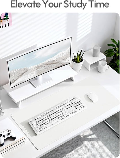 YSAGi Leather Desk Pad Protector, Office Desk Mat, Large Mouse Pad, Non-Slip PU Leather Desk Blotter, Laptop Desk Pad, Waterproof Desk Writing Pad for Office and Home (White,55" x 17.2")