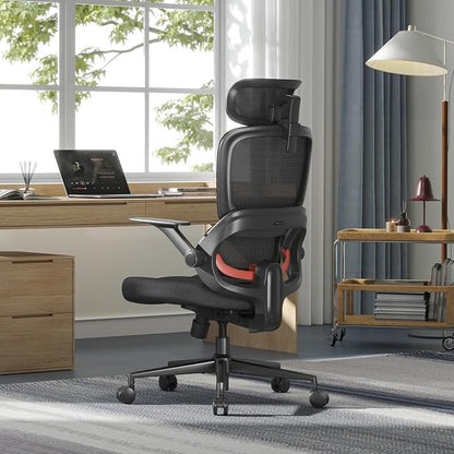 SIHOO B100 SE Office Chair, Desk Chair with Adaptive Lumbar Support & 2D Flip-up Armrests, 135° tilt Soft Memory Foam Erogonomic Chair for Home Office,Hold 300 LBS-Jet Black