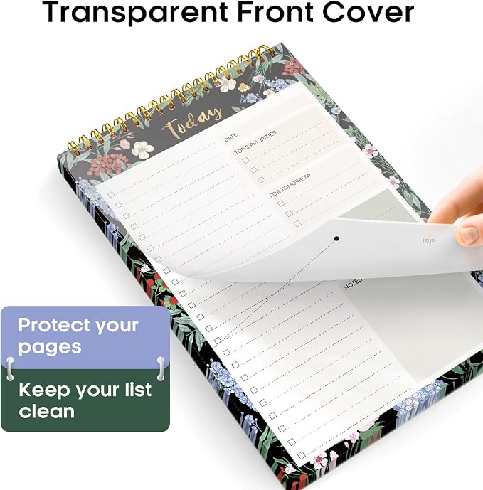 Taja To Do List Notepad - To Do List Notebook for Work with 52 Sheets, 9.8" x 6.5", Undated Daily Planner Perfect for Daily Tasks and Goal Setting, Notepad Suitable for Office, Home & School - Forest Bloom