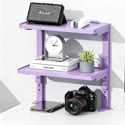 2-Tier Desk Shelf, Expandable Under Desk Storage, Clamp on Desk Shelf, Desktop Accessories for Offices, Study Rooms, and Game Rooms (Purple)