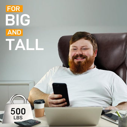 Big and Tall Office Chair for Heavy People, 500LBS High Back Extra Wide Heavy Duty Executive Office Chair Comfortable for Home Office, Large Computer Desk Chair with Adjustable Lumbar Support Brown