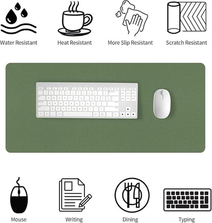 Bloss Leather Mouse Pad with Wrist Rest, Large Mousepad + Keyboard Pad, Non-Slip Desk Mat for Office, Home(27.6" x 13.8", Olive Green)