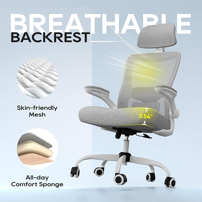 Ergonomic Office Chair for Long Hours, Full-Body Support, Relieve Neck & Back Pressure, 330LBS Capacity, Ideal for Home Office, Office & Study