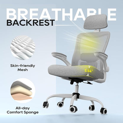 Ergonomic Office Chair for Long Hours, Full-Body Support, Relieve Neck & Back Pressure, 330LBS Capacity, Ideal for Home Office, Office & Study