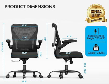 Ergonomic Office Chair - X-Shaped Computer Desk Chairs Comfy, Mesh High-Back Gaming Chair with Adjustable Lumbar Support, Executive Task Chair for Adults, Comfortable for Long Hours, Black, Pack of 3