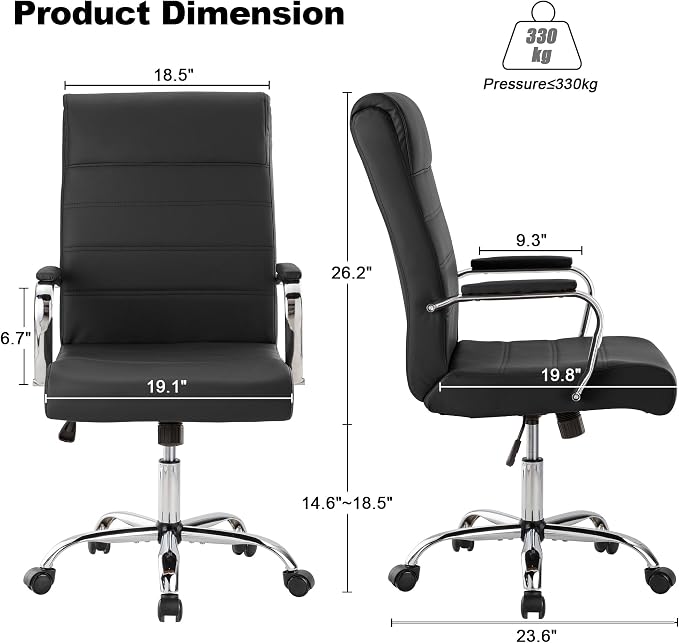 Office Desk Chair,Modern Leather Conference Room Chairs,High Back Ergonomic Home ofiice Chair,Adjustable Height Swivel Executive Computer Chair with Armrest and Padded Seat,Black