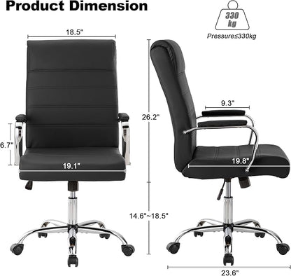 Office Desk Chair,Modern Leather Conference Room Chairs,High Back Ergonomic Home ofiice Chair,Adjustable Height Swivel Executive Computer Chair with Armrest and Padded Seat,Black