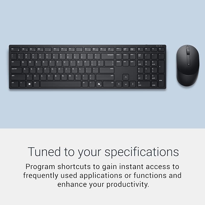 Dell Advanced Wireless Keyboard and Mouse – KM520 - Wireless, 2.4 GHz Interface, USB Wireless Receiver, Volume, Mute Hot Keys, 3 Mouse Buttons, US English, 1 Year Limited Warranty - Black