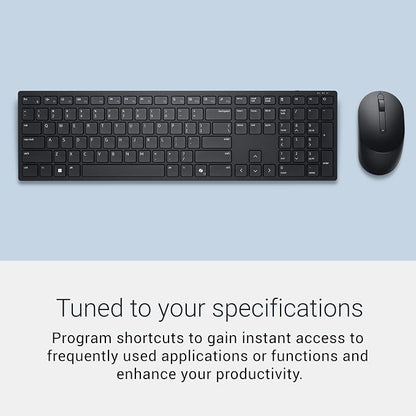 Dell Advanced Wireless Keyboard and Mouse – KM520 - Wireless, 2.4 GHz Interface, USB Wireless Receiver, Volume, Mute Hot Keys, 3 Mouse Buttons, US English, 1 Year Limited Warranty - Black