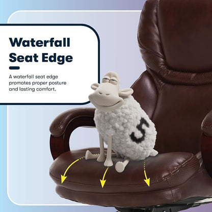 Serta Conway Big and Tall Executive Office Chair - Ergonomic Lumbar Support, Bonded Leather, Padded Armrests, High Back Computer Desk Chair, Chestnut Brown