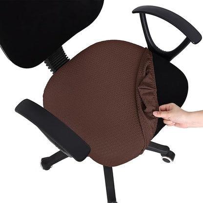 Smiry Stretch Jacquard Office Computer Chair Seat Covers, Removable Washable Anti-dust Desk Chair Seat Cushion Protectors - Light Chocolate