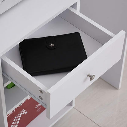Vinsetto Mobile Printer Stand, Rolling File Cabinet Cart with Wheels, Adjustable Shelf, Drawer and CPU Stand, White