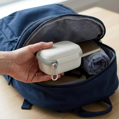 Comecase 12 Slots USB Flash Drive Case, Hard Shell Organizer for Thumb Drives & Jump Drives with Carabiner, Portable USB Case with Removable Pre-cut Sponge & SD Card Mesh Pocket (White, Small)