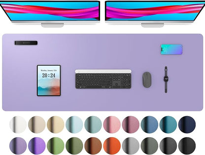 Aothia Faux Leather Desk Mat (Light Purple, 48" x 17") | Creates A Clean, Organized Workspace With One Surface For Your Keyboard, Laptop And Mouse