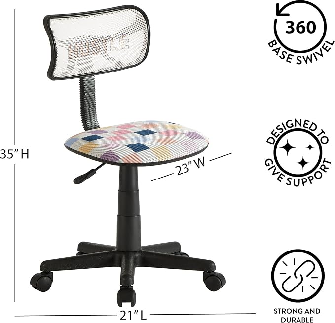 Urban Lifestyle Swivel Desk Chair, Hustle, Stylish and Compact Office Chair with Mesh Back, Swivel Function, Adjustable Height, and Cushioned Seat