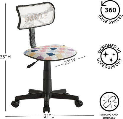 Urban Lifestyle Swivel Desk Chair, Hustle, Stylish and Compact Office Chair with Mesh Back, Swivel Function, Adjustable Height, and Cushioned Seat