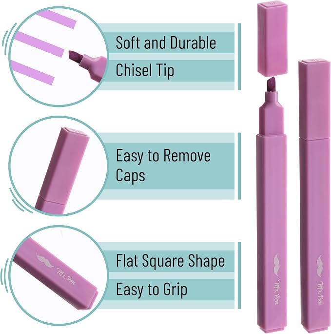Mr. Pen- Aesthetic Highlighters No Bleed, 10 Pack, Candy Colors, Chisel Tip | Cute Highlighters Assorted Colors for Journaling, Highlighting, Underlining, Fast Dry, Back to School Supplies