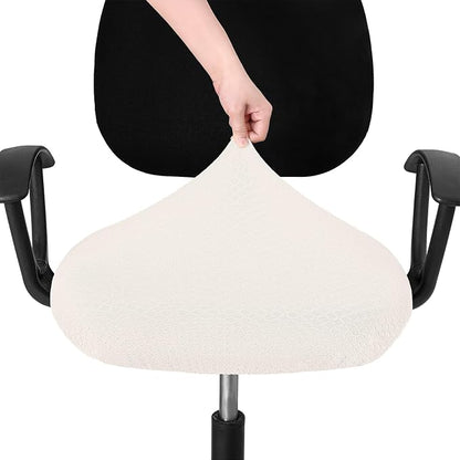 Smiry Stretch Jacquard Office Computer Chair Seat Covers, Removable Washable Anti-dust Desk Chair Seat Cushion Protectors - Ivory
