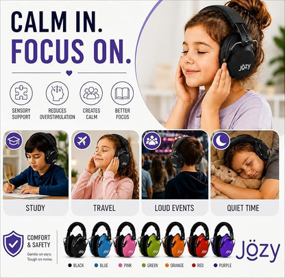 Jozy Noise Canceling Headphones for Kids, SNR 26dB Ear Protection for Autism, Sound Proof Sensory Muffs for Hearing, Concerts