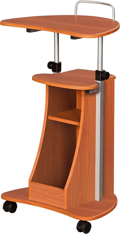 Adjustable Height Laptop Cart With Storage. Color: Woodgrain