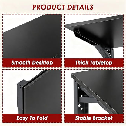 Need Wall Mounted Desk - Heavy Duty Folding Work Table Length 36" Width 20"/Small Space Hanging Desk Perfect Addition to Home/Office/Kitchen & Dining Room AC15CB(9050)