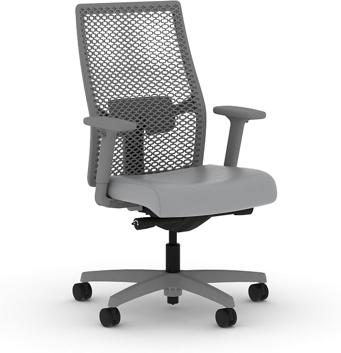 HON Ignition 2.0 ReActiv Ergonomic Office Chair, Mesh Desk Chair with Lumbar Support, Advanced Synchro‑Tilt, Height and Width Adjustable Arms, Swivel Wheels, Titanium Frame, Steel