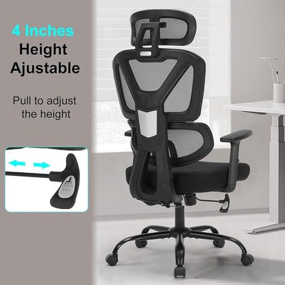 Executive Office Chair, Ergonomic High Back Mesh Desk Chair with Adjustable Height & Armrests, Lumbar Support Swivel Task Chair, 350LBS Executive Computer Chair for Home Office Study Meeting