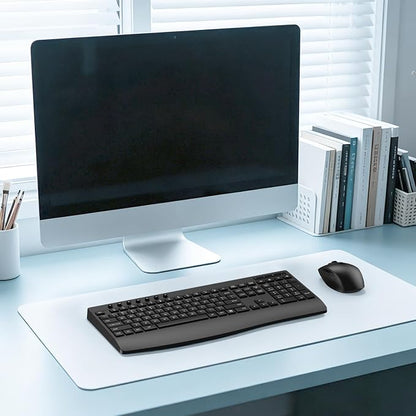 Wireless Keyboard and Mouse Combo, Full-Size Ergonomic Computer Set with Palm Rest, Lag-Free 2.4G USB Cordless Quiet Typing, Silent Click, Auto-Sleep for PC, Mac, Laptop, Windows (Black)