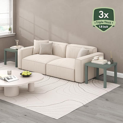 Furinno Classic Side Table Set of 2, Square Modern End Table with 1.8" Triple Thick Tabletop, Simple Night Stand, Bedside Table, Toolless Assembly, for Living Room, Bedroom, Sage Green