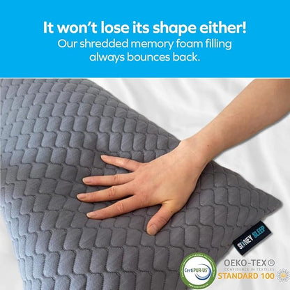Sidney Sleep Adjustable Curved Pillows for Neck and Shoulder Support with Extra Shredded Fill - Cervical Contour Pillow for Side and Back Sleepers. Standard Size 19" x 26" CertiPUR-US Certified (Grey)