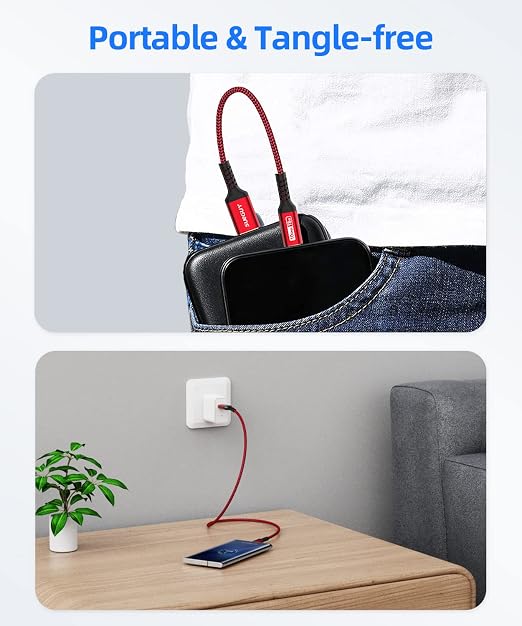 SUNGUY 10Gbps USB C 3.1 Gen 2 Cable, 5FT USB A to USB C 3A Fast Charging Android Auto, USB C CarPlay Cable, Compatible with iPhone 17/16/15 Pro Max, Galaxy S22 S21 Note 20, Pixel 6 5 (Red)