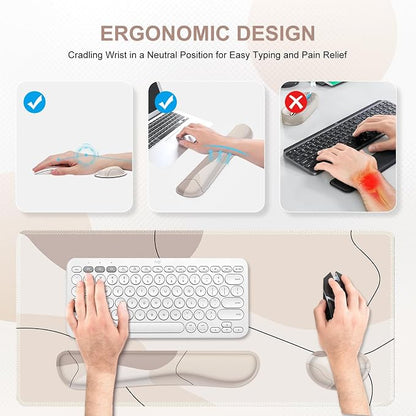 iCasso Extra Large Mouse Pad with Wrist Rest, 3in1 Big Full Desk Mousepad + Keyboard Wrist Rest+Mouse Wrist Rest, Easy Typing Pain Relief, Ergonomic XXL Ultra Thick Long Desk Mat (Brown Art)