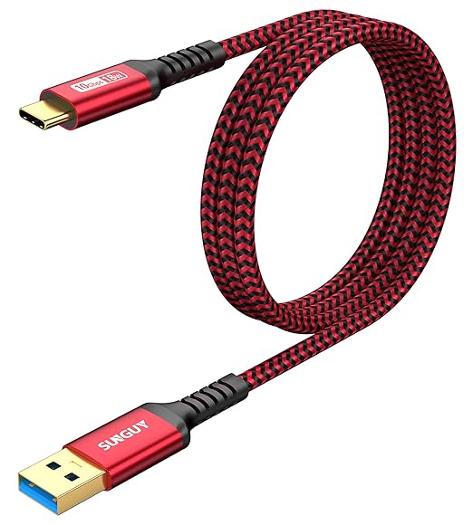 SUNGUY 10Gbps USB C 3.1 Gen 2 Cable, [2-Pack, 4FT] USB A to USB C 3A Fast Charging Android Auto USB C CarPlay Cable, for iPhone 17/16/15 Pro Max, Galaxy S22 S21 Note 20, Pixel 6 5 (Red)