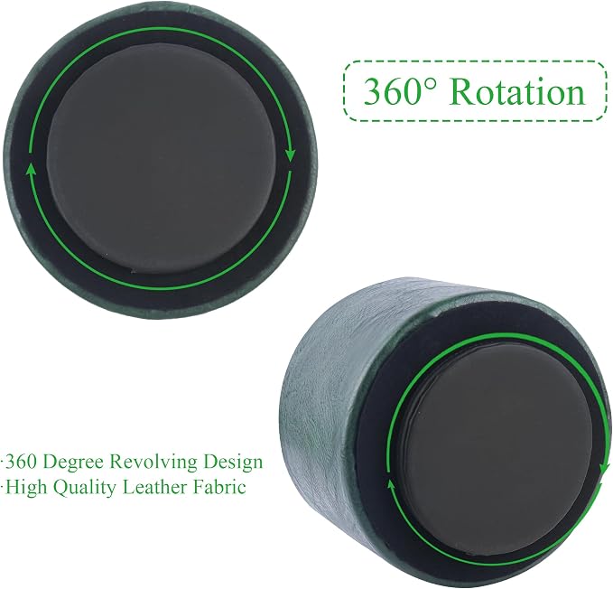 Round Leather Art Supply Organizer,Remote Control Holder,360 Degree Spinning,Multi-Functional Pencil Holder,4 Compartments Desktop Stationary Organizer(1-Crazy Green)