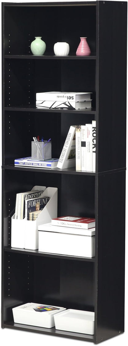 FURINNO Wright 5-Shelf Bookcase, Cinnamon Cherry