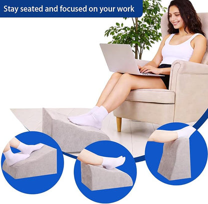 Foot Rest for Under Desk at Work, Ergonomic Under Desk Footrest with Washable Cover for Office, Home & Gaming Leg Elevation Pillow Light Gray