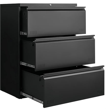 Approgreent Lateral 3 Drawer File Cabient with Lock, Metal Filing Cabinets for Home Office, Heavty Duty Office Storage Cabinet for A4/Letter/Legal (Matte Black)