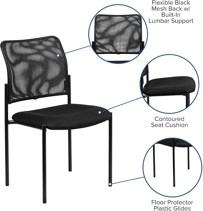Flash Furniture Jana Comfort Black Mesh Stackable Steel Side Chair